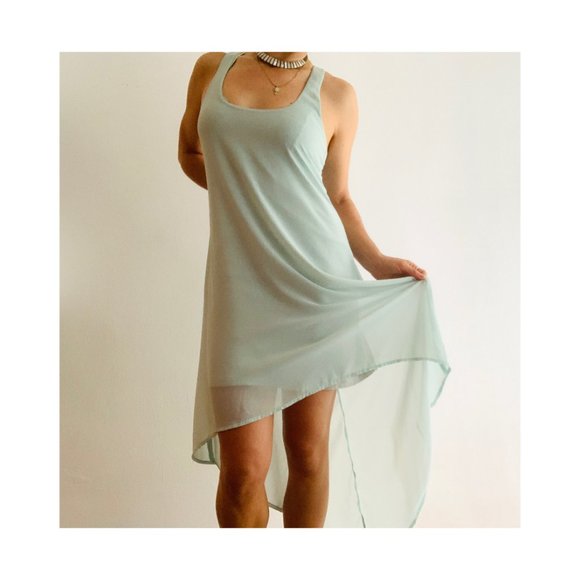 Mint Green Chiffon Dress - Picture 1 of 12